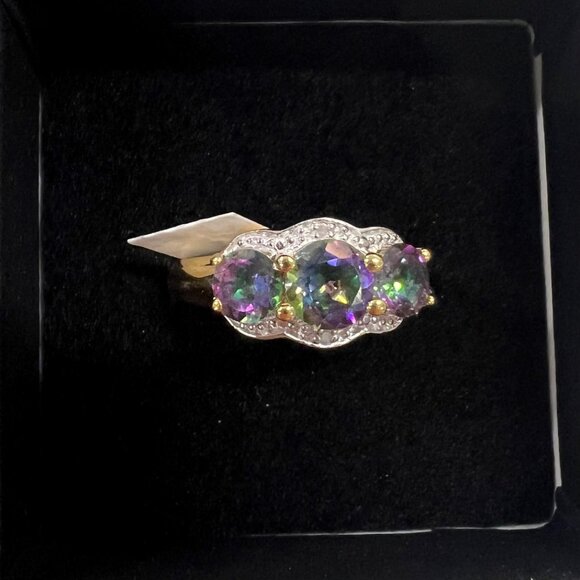 Mystic Topaz & diamonds Size 7 designer ring - Picture 2 of 5